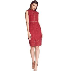 Bardot Lace Sheath Cocktail Dress Burgundy Women's Size Small